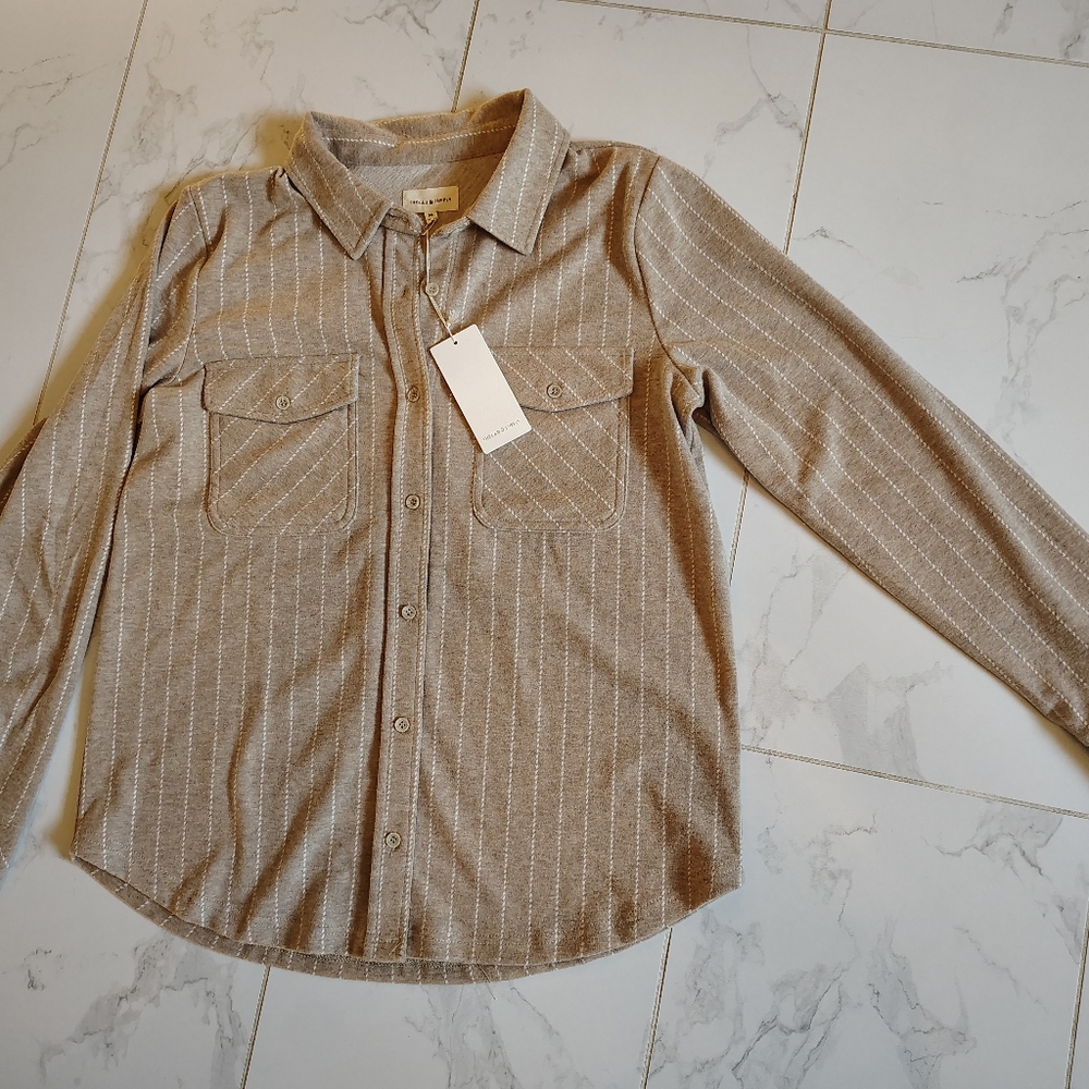 Thread & Supply Beige Plaid Button-Down Shirt
